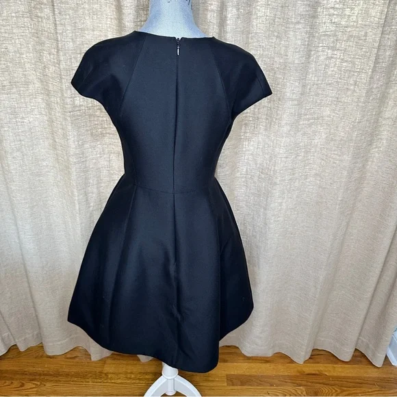 Halston Heritage Black Cotton + Silk Cocktail Dress, Size 4 - Picture 5 of 13